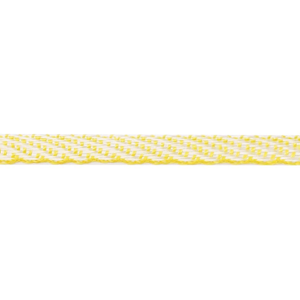 69 Лента отделочная тканая 3мм.(вискоза) (3 желтый/белый) фото 1 — PalitraMastera