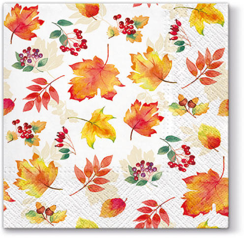 Салфетки трехслойные для декупажа, коллекция &quot;Lunch&quot; PAW Decor Collection &quot;Падающий лист&quot; — PalitraMastera