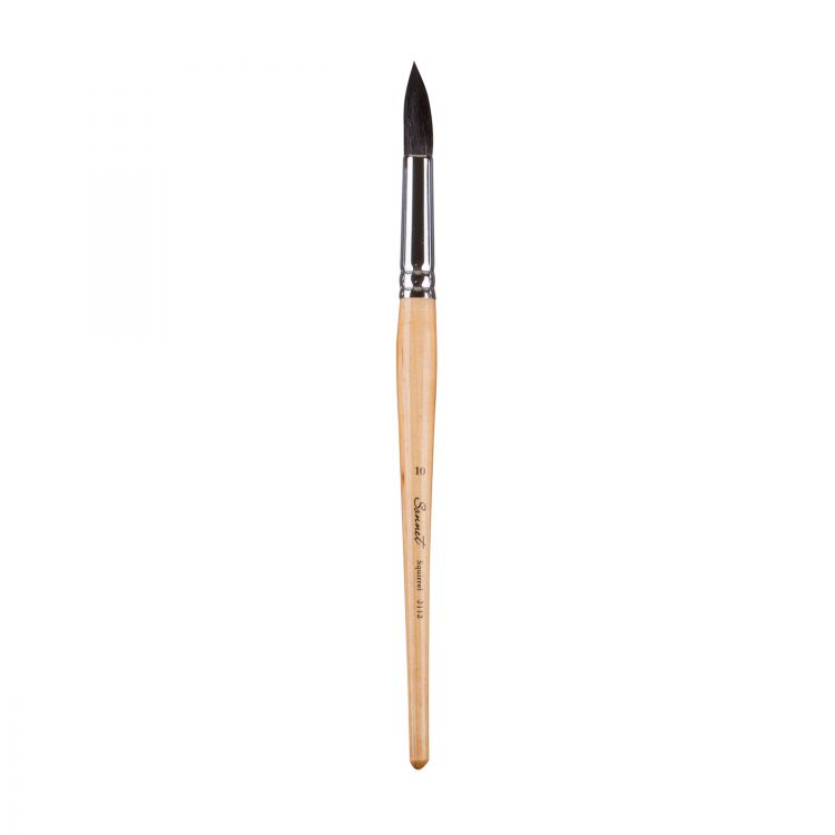 Белка микс круглая, короткая ручка пропитанная лаком Сонет №10  (211210) — PalitraMastera