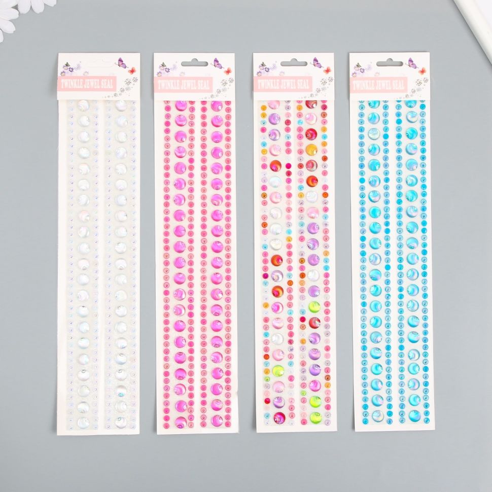 Наклейка пластик стразы "Кружочки с микробисером" МИКС 31,5х6,7 см  9884187 фото 1 &mdash; PalitraMastera