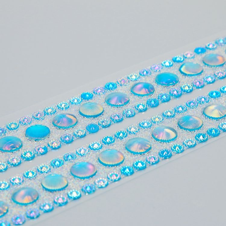 Наклейка пластик стразы "Кружочки с микробисером" МИКС 31,5х6,7 см  9884187 &mdash; PalitraMastera