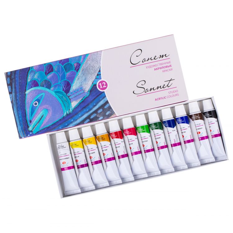 Сонет Набор акрил 12 шт х 10мл — PalitraMastera