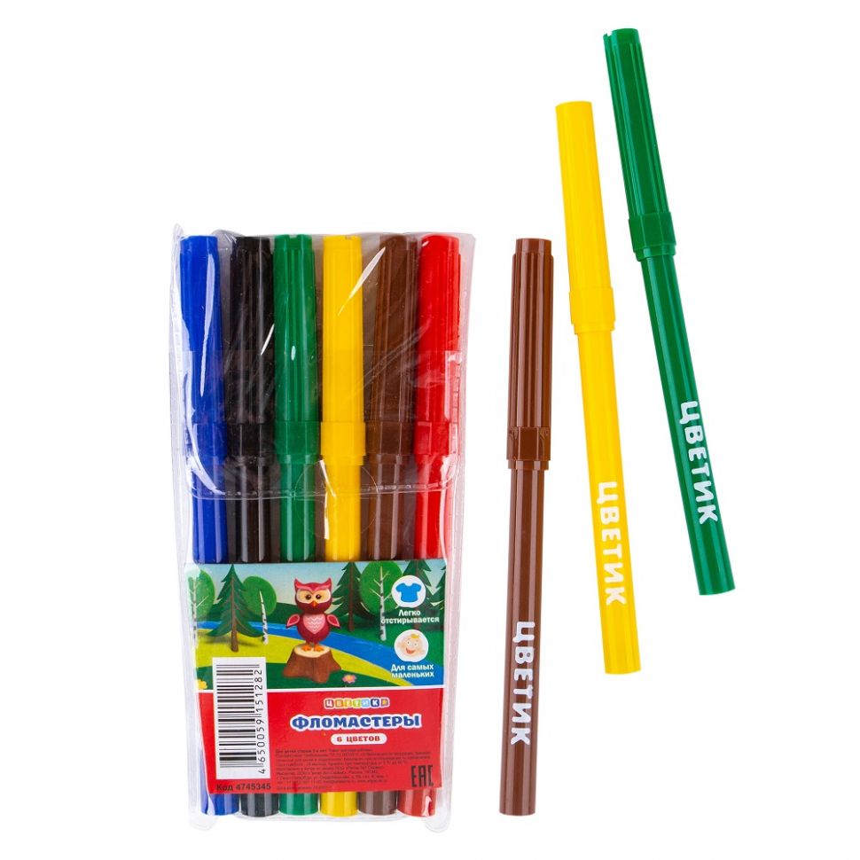 "Цветик" Фломастеры  6 цветов фото 1 — PalitraMastera