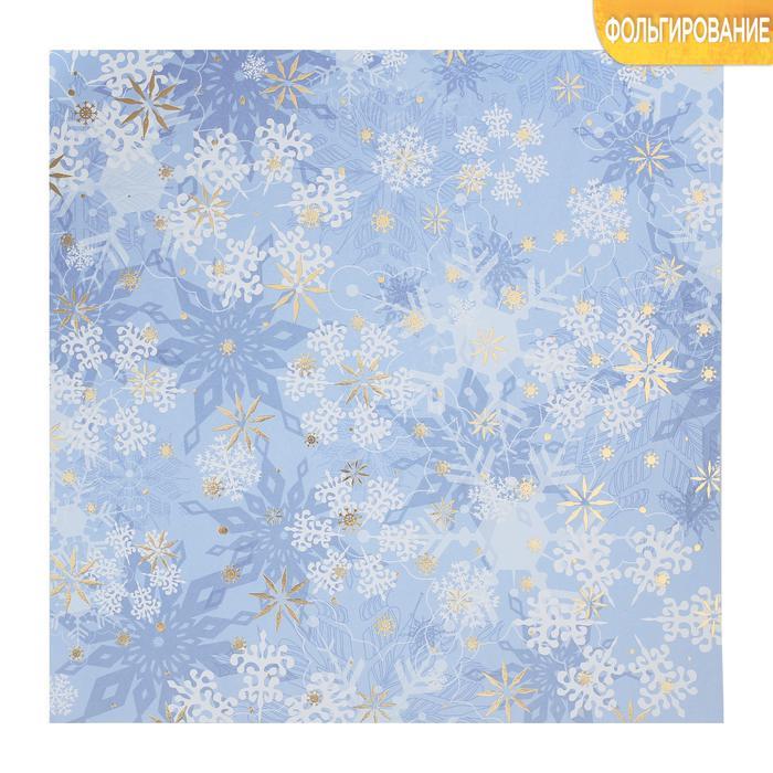 Бумага для скрапбукинга с фольгированием «Морозные узоры», 30.5 х 30.5 см, 250 г/м — PalitraMastera