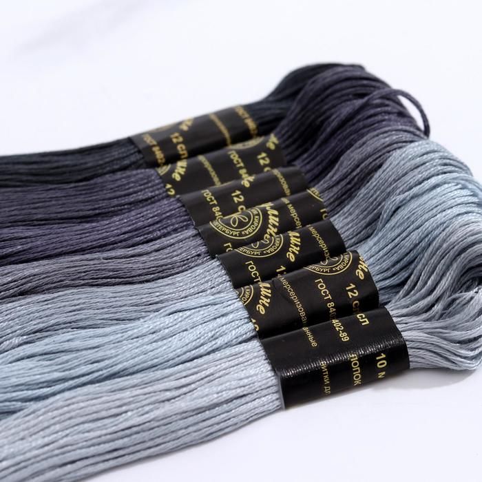 Набор ниток мулине «Цветик-Семицветик», 10 ± 1 м, 7 шт, цвет серый спектр — PalitraMastera