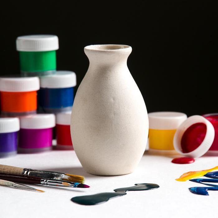 Ваза малая под роспись "Ева" белая, высота - 11см. Керамика ручной работы, внутри глазурь фото 1 &mdash; PalitraMastera