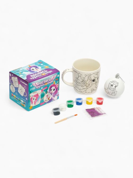 Роспись кружки и шара красками «Лошадка с подарком», 300 мл &mdash; PalitraMastera