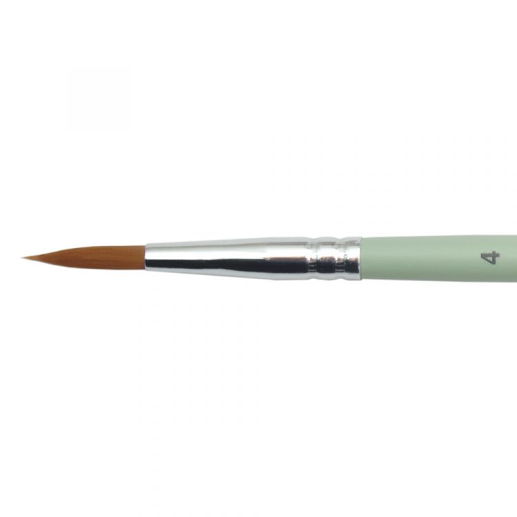 Кисть синтетика круглая HANA Воплощай N1 ручка короткая зеленая белая обойма №4 — PalitraMastera