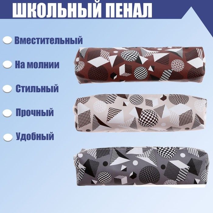 Пенал школьный &quot;Геометрия&quot; на молнии, МИКС — PalitraMastera