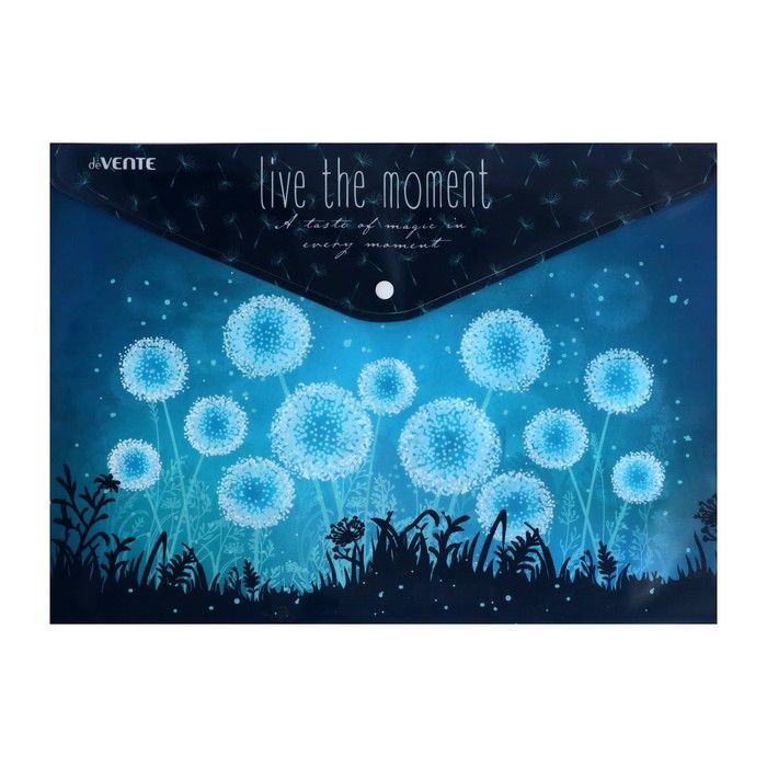 Папка-конверт на кнопке А3 дизайн 445*330мм 200мкм deVENTE Dandelions чер/син 3079286 7670822 — PalitraMastera