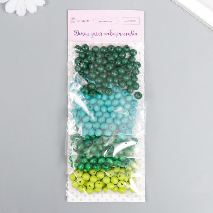 Бусины для творчества дерево "Луговая гамма" d-0,8 см, 4 цвета х 10 гр  7829725 фото 1 &mdash; PalitraMastera