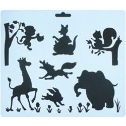 Трафарет пластиковый, животные: слон, жираф, белочка, размер 25,5х20,5 см, арт. DK28025--- &mdash; PalitraMastera