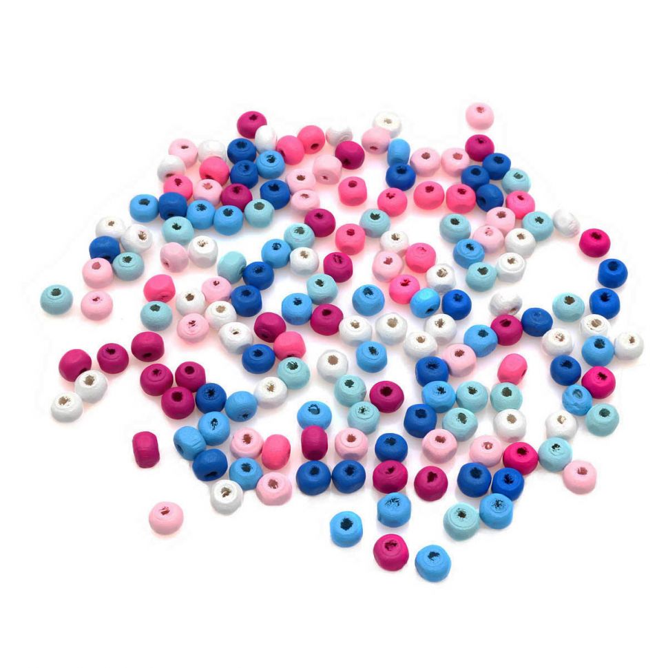 4AR398 Бусины деревянные, цветной микс, 6мм, 18гр/упак, Астра (Сине-розовый микс) фото 1 &mdash; PalitraMastera
