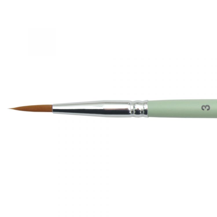 Кисть синтетика круглая HANA Воплощай N1 ручка короткая зеленая белая обойма №3 &mdash; PalitraMastera