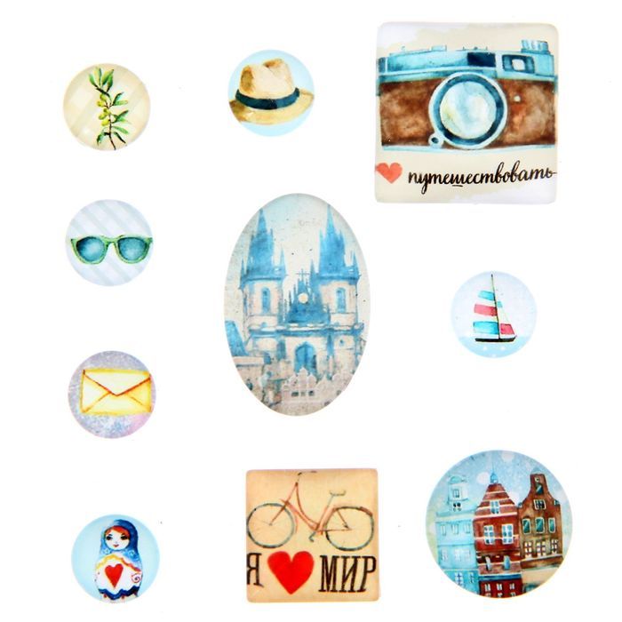 Камушки для скрапбукинга &quot;I love travels&quot; — PalitraMastera
