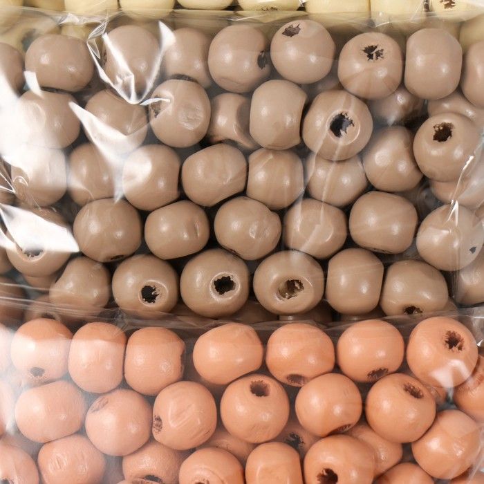 Набор бусины для творчества дерево &quot;Капучино&quot; d-0,8 см, 4 цвета х 15 гр  9463275 — PalitraMastera