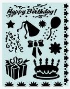 Трафарет пластиковый, день рождения, размер 25,5х20,5 см, арт. DK28037 &mdash; PalitraMastera