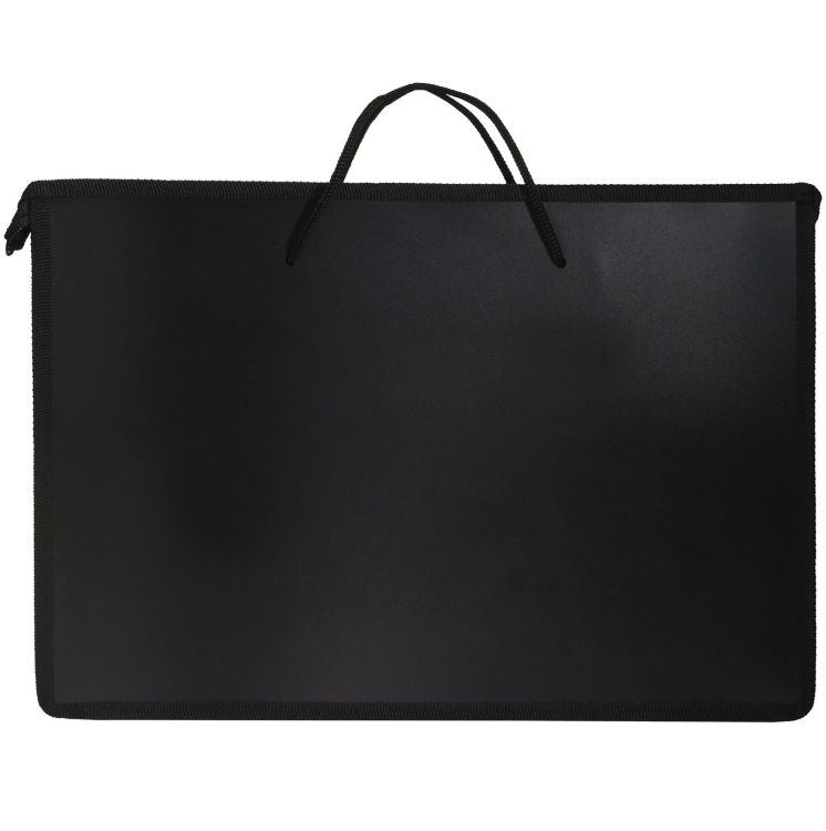 Папка д/труда с 2 ручками А3 широкая Creativiki 335х50х465 мм черн. пластик, полиэстер молния сверху универс. — PalitraMastera