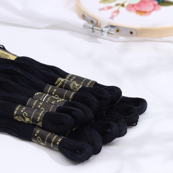 Нитки мулине, 10 ± 1 м, цвет чёрный №7214 — PalitraMastera