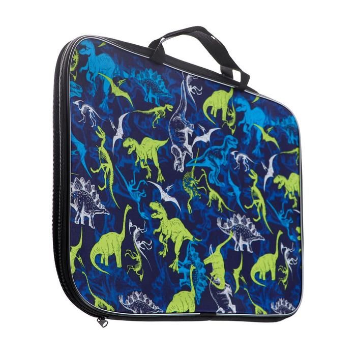 Папка_ А3 с ручками текстиль 20 мм 470*350 мм Calligrata унив 600D Динозаврики 6342345 — PalitraMastera