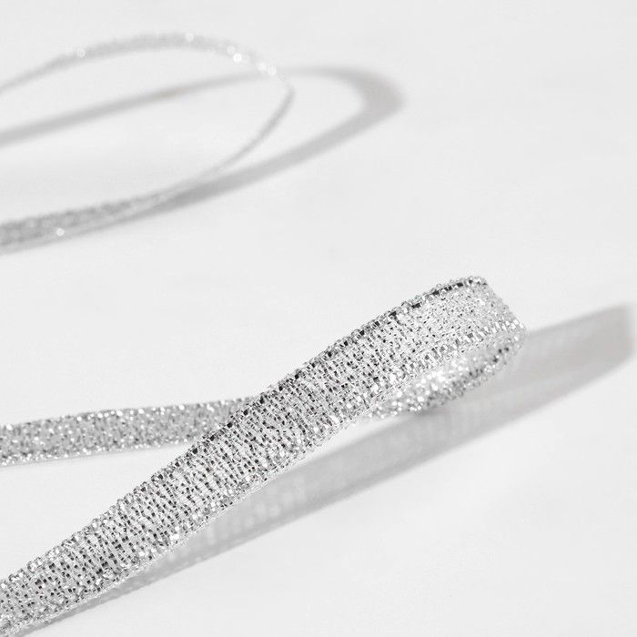 Лента парчовая, 6 мм, 23 ± 1 м, цвет серебряный — PalitraMastera