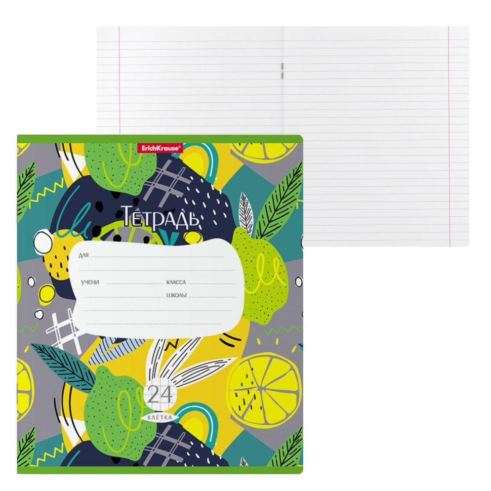 Тетрадь ученическая 24 листа в линейку ErichKrause Lime, с принтом фото 1 — PalitraMastera