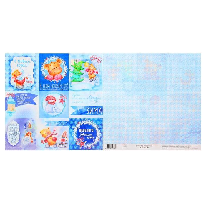 Бумага для скрапбукинга Сказки о зиме &quot;Зима -время сказки&quot;30.5 x 30.5 см, 180 г/м   1445618 — PalitraMastera