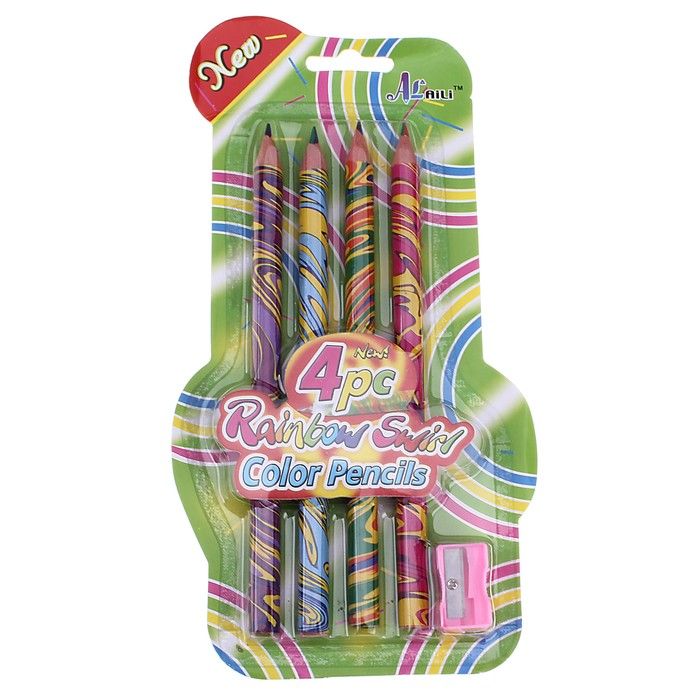 Карандаши "Многоцветные" набор, 4 штуки, корпус утолщённый, в блистере, с точилкой фото 1 — PalitraMastera