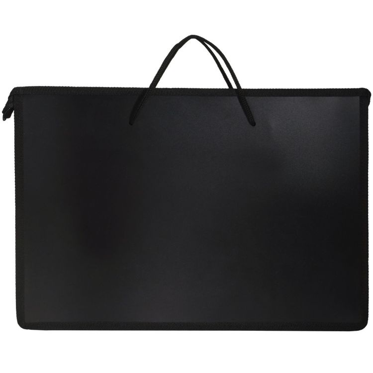 Папка д/труда с 2 ручками А2 широкая Creativiki 470х50х645 мм черн. пластик, полиэстер молния сверху универс. &mdash; PalitraMastera