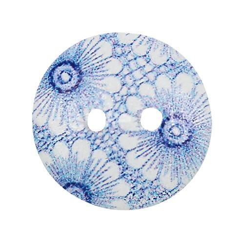 Пуговицы деревянные круглые 15 мм Узор голубой, 1 шт фото 1 &mdash; PalitraMastera