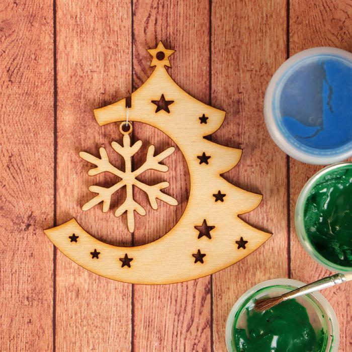 Заготовка для творчества «Ёлочка со снежинкой», подвеска 2554417 фото 1 &mdash; PalitraMastera