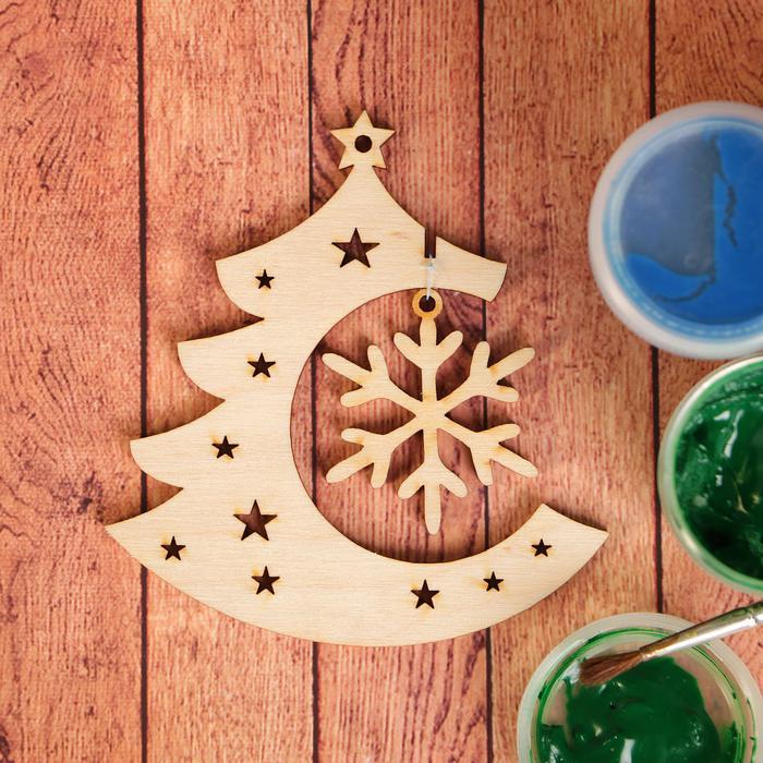 Заготовка для творчества «Ёлочка со снежинкой», подвеска 2554417 — PalitraMastera