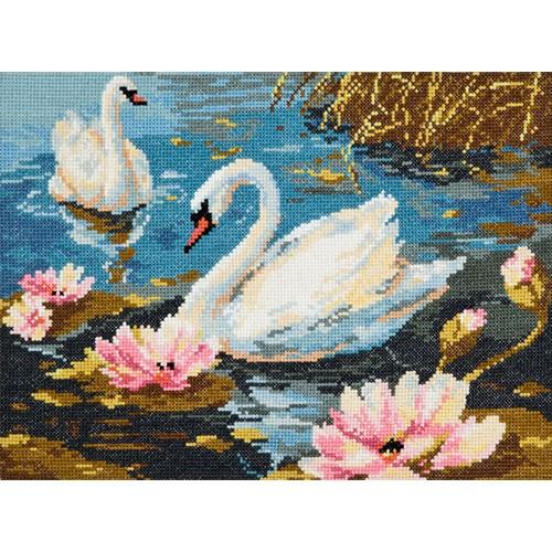 64-01 Набор для вышивания Чудесная игла &quot;Лебединая пара&quot;30*21см — PalitraMastera