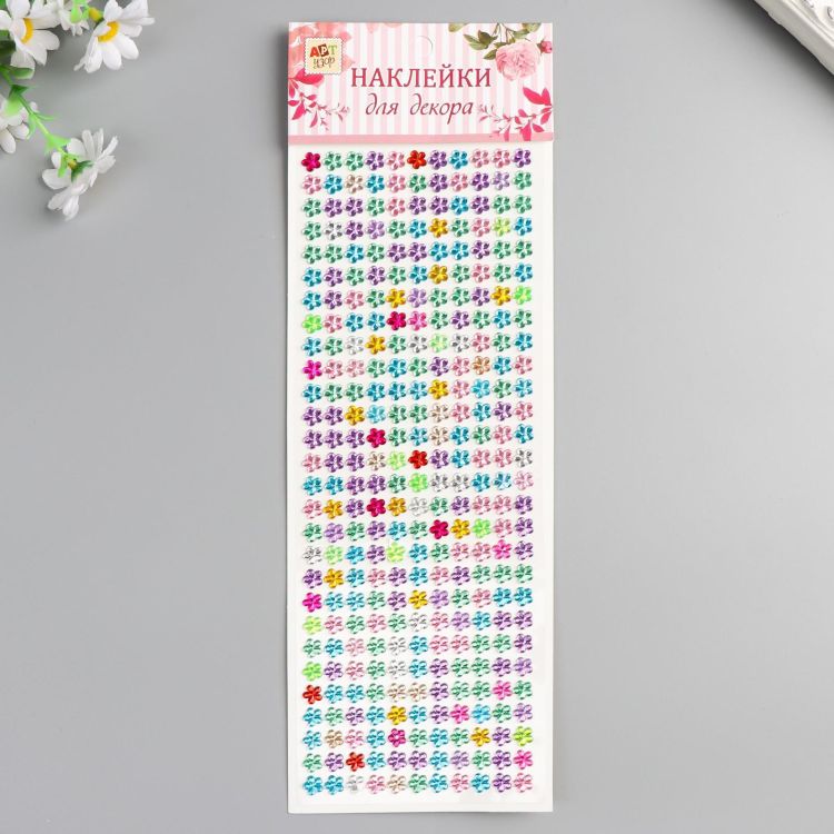 Наклейка пластик "Стразы-цветочки" МИКС 11х32 см 890424 &mdash; PalitraMastera