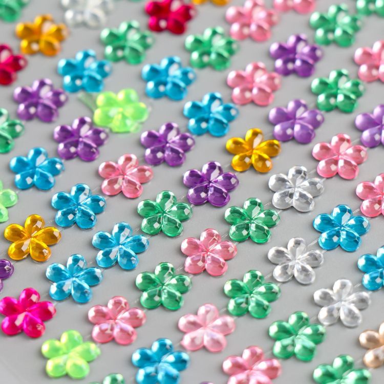 Наклейка пластик "Стразы-цветочки" МИКС 11х32 см 890424 &mdash; PalitraMastera