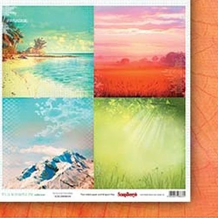 Бумага для скрапбукинга 30,5х30,5 см 190 гр/м, двусторон Жизнь Прекрасна Рай на земле, (10 шт/уп) фото 1 &mdash; PalitraMastera