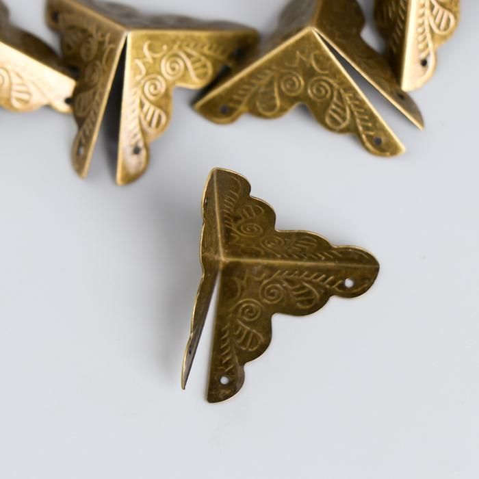 Уголок для шкатулок металл &quot;Узоры&quot; бронза 2,5х2,5х2,5 см 3531326 — PalitraMastera