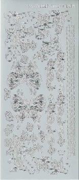 Контурные наклейки "Бабочки и орнаменты", лист 10x24,5 см, цвет серебристый фото 1 &mdash; PalitraMastera