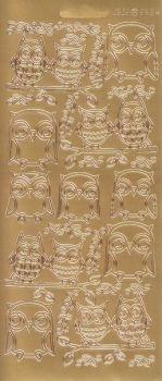 Контурные наклейки "Совушки", лист 10x24,5 см, цвет золотистый фото 1 &mdash; PalitraMastera