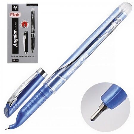 Ручка шариковая &quot;Flair&quot; ANGULAR для левшей, пластик, синяя — PalitraMastera