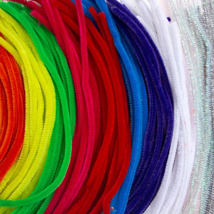 Проволока синельная для творчества пушистая+блестящая, 6мм*300мм, 10 цветов, 100 шт/упак, Astra&amp;Craft — PalitraMastera