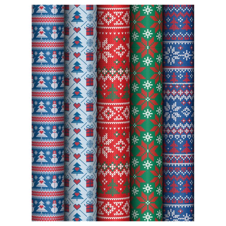 Упаковочная бумага глянц. 70*100см, MESHU "Nordic", 80 г/м2, ассорти, 5 дизайнов &mdash; PalitraMastera