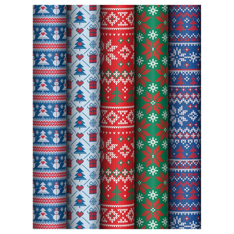 Упаковочная бумага глянц. 70*100см, MESHU "Nordic", 80 г/м2, ассорти, 5 дизайнов фото 1 &mdash; PalitraMastera