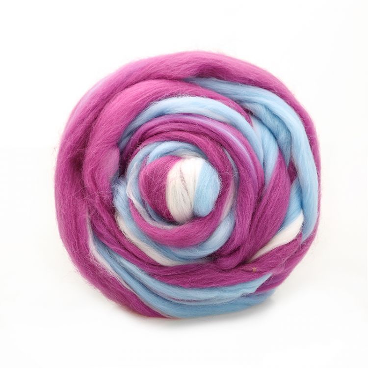 Пряжа ТР ГЛ Полутонкая мультиколор 100% мериносовая шерсть 100 г №6101 белый/сирень/светлоголубой — PalitraMastera