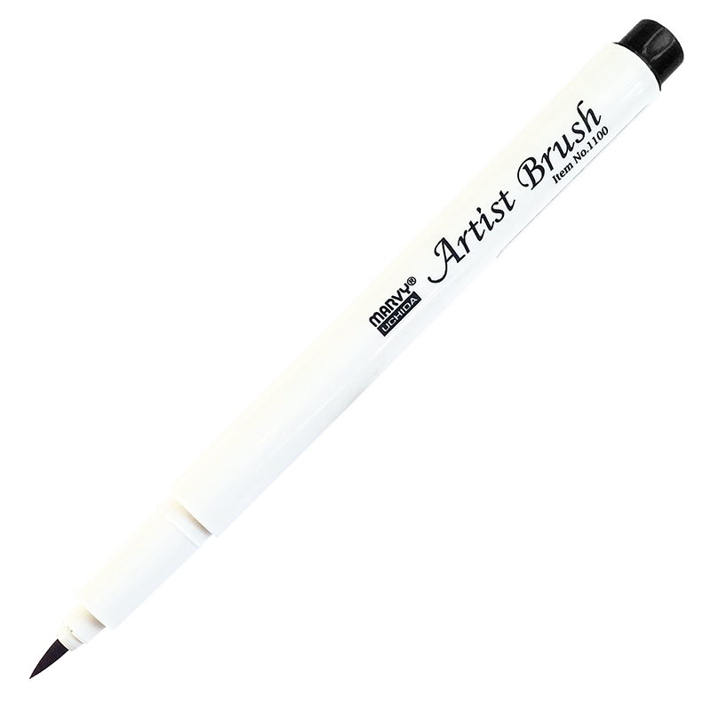 Маркер-кисть, акварельные чернила на водной основе Black MAR1100/1 /Marvy фото 1 &mdash; PalitraMastera