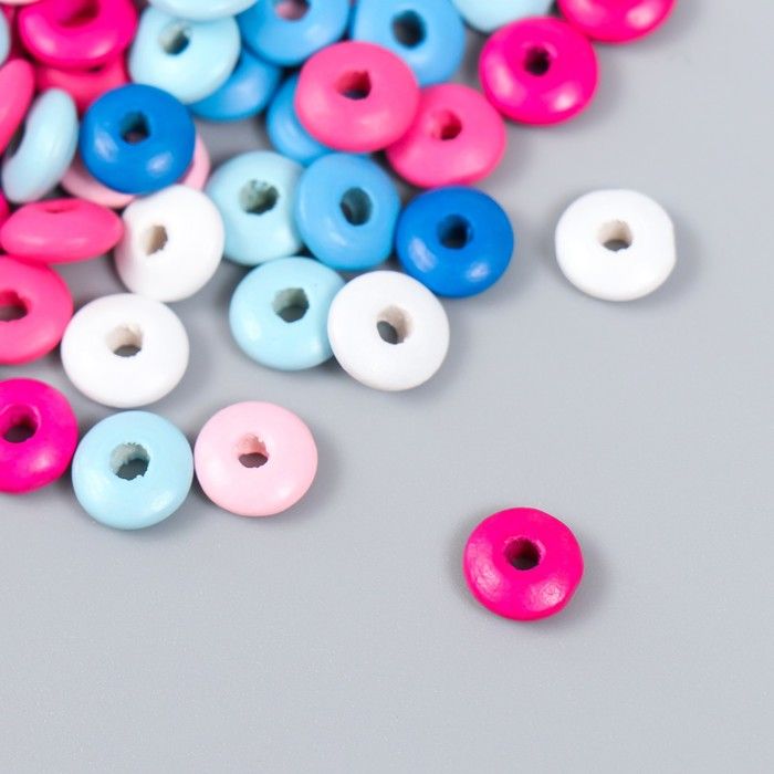 Набор бусин для творчества дерево "Плоские колечки. Лесные ягоды" н-р 20 гр 0,8х0,8х0,4 см  9417781 &mdash; PalitraMastera