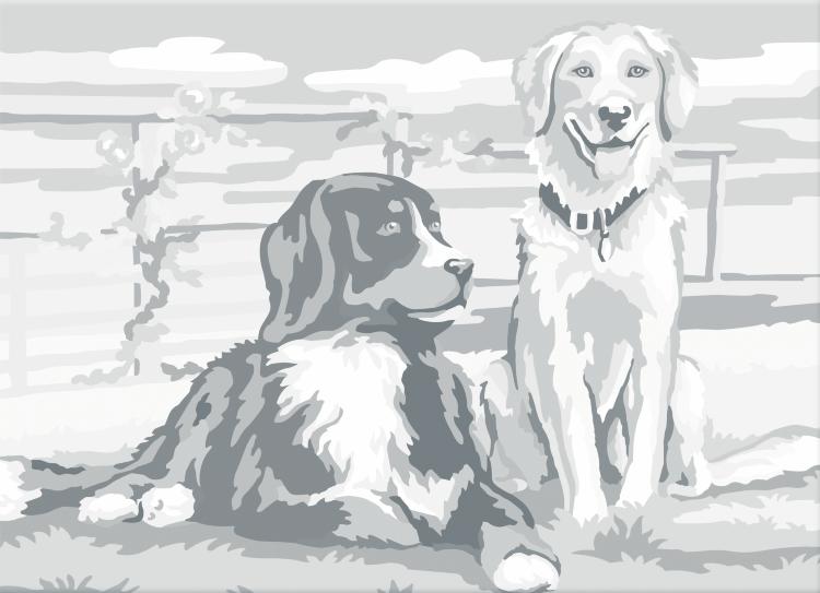 Холст на картоне с эскизом, 30х40 см, &quot;Собаки&quot; — PalitraMastera