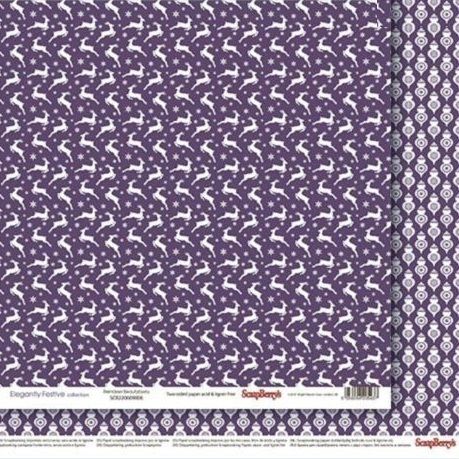 Бумага для скрапбукинга 30,5х30,5 см 190 гр/м, двусторон Зимние контрасты Звездная ночь. Ежевичный вкус, (10 шт/уп) — PalitraMastera