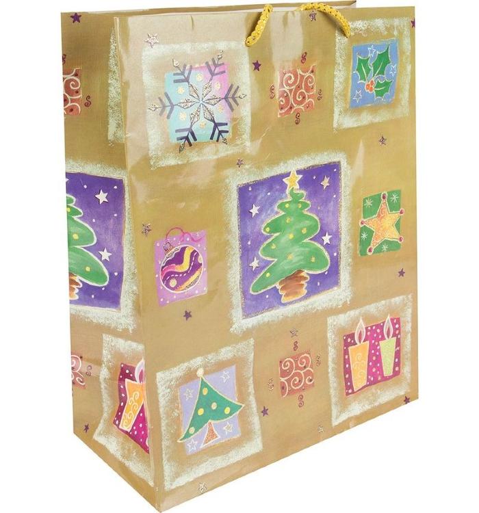 Сумка блестящая ламинированная ЕЛКА, 32X27X14, (WINTER WINGS) — PalitraMastera