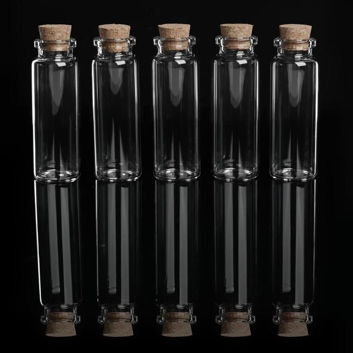 Набор баночек для хранения бисера, d = 2,2 * 6 см, 5 шт, с пробкой фото 1 — PalitraMastera